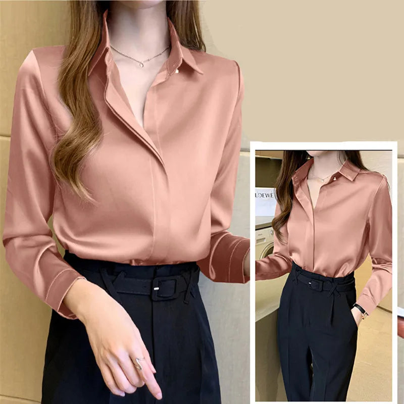 Satin Silk Long Sleeve Blouse