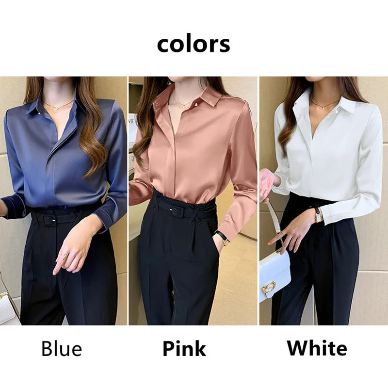 Satin Silk Long Sleeve Blouse